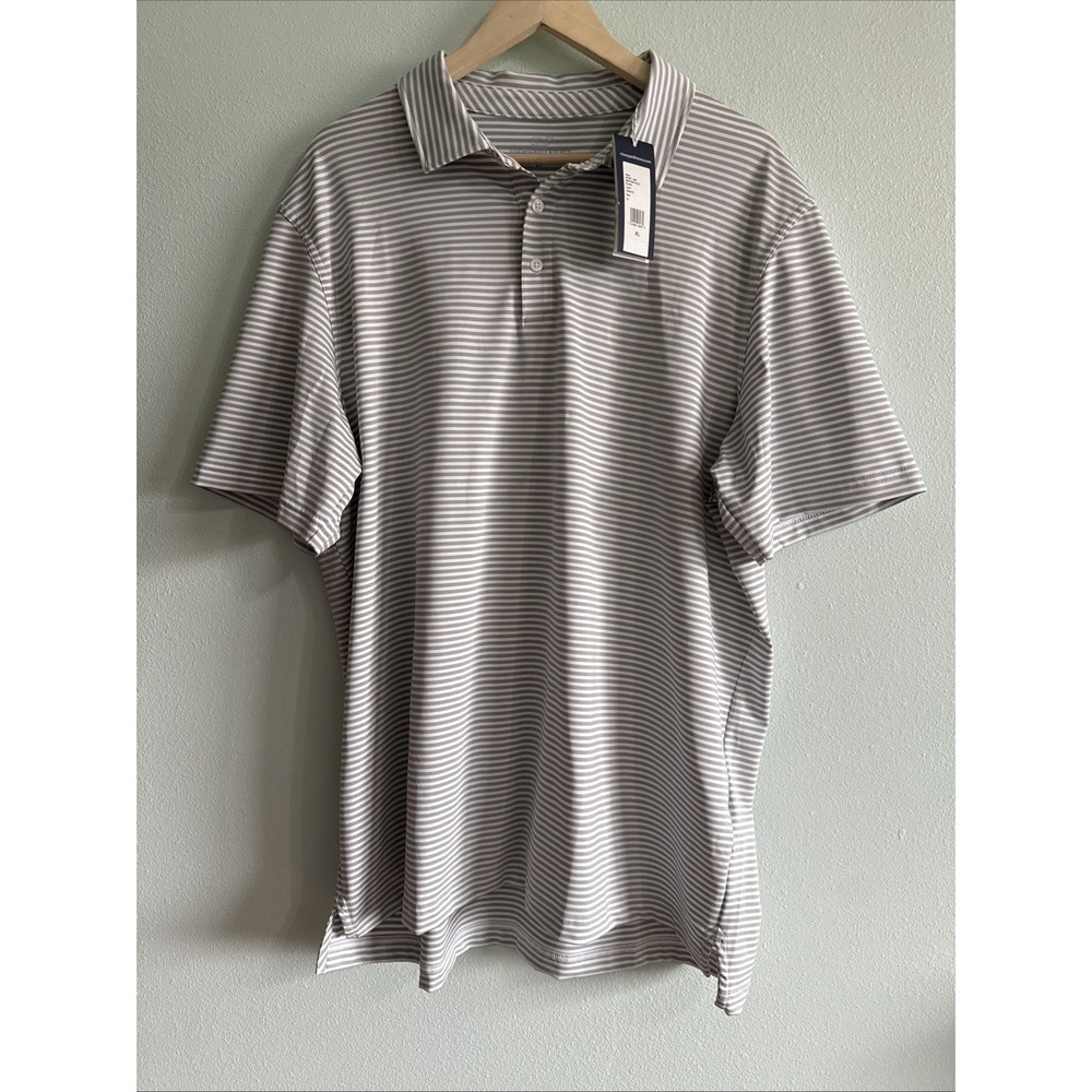 Vineyard Vines Men's Performance Golf Polo Shirt Size XL Gray/White stripe NWT